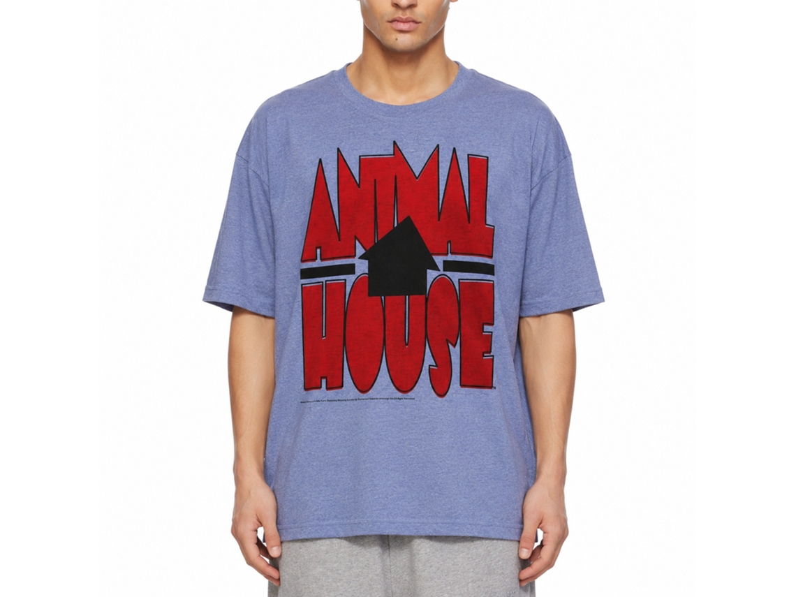 Rockinstone Animal House Movie Tilted House Heather Light Blue Adult T-shirt Size:xxxl