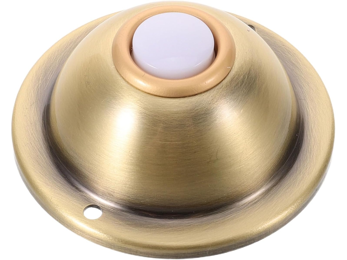 Campainha de Parede Decorativa Retro Housouutil, Botão Redondo em Ferro Dourado, Com Fio Escritório E