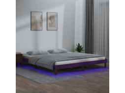 Vidaxl Estrutura De Cama C/ Leds 200x200cm Madeira Maciça Castanho Mel