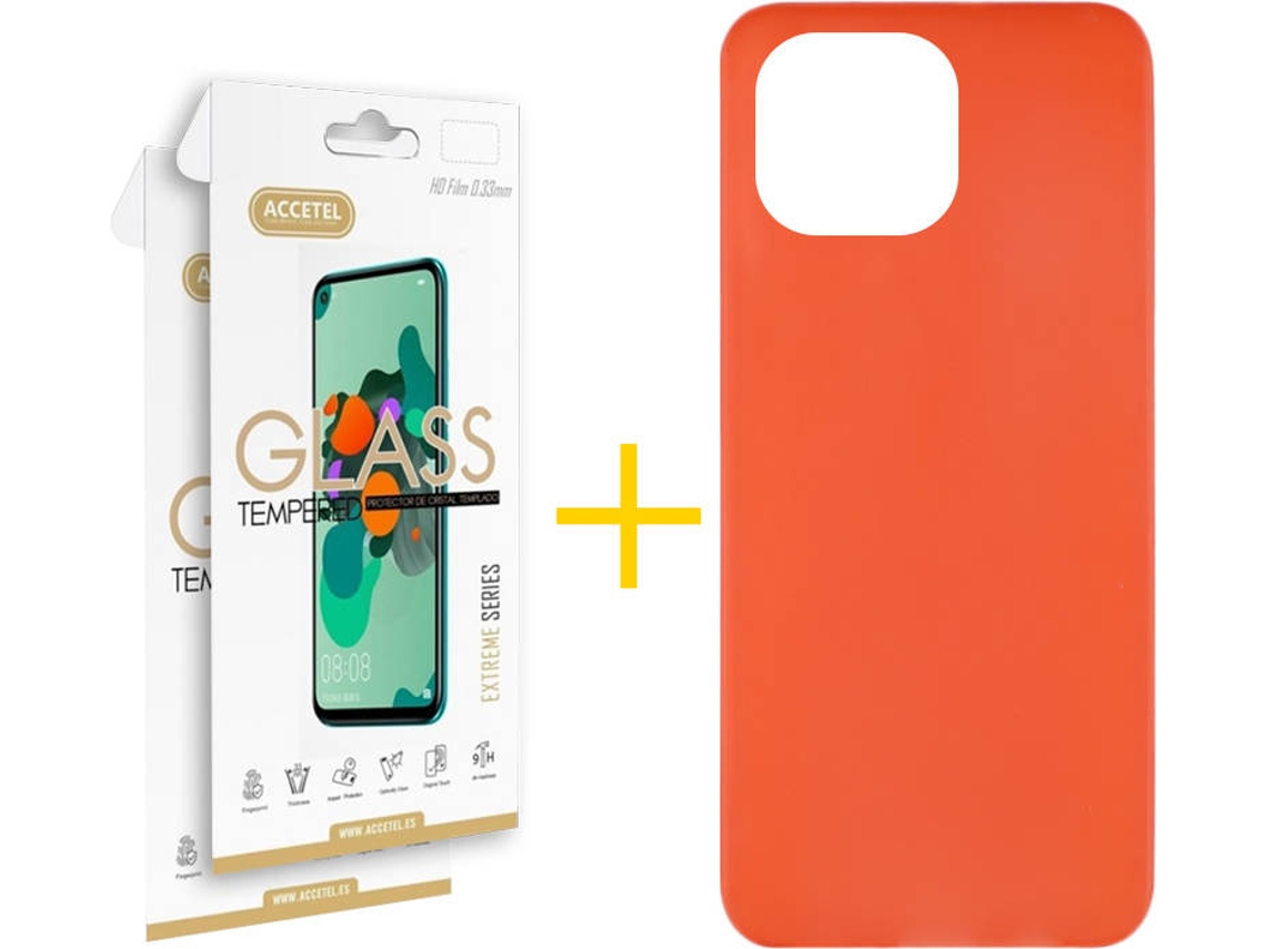 Capa e 2 Películas Apple iPhone 13 Pro Max ACCETEL Liso 9 Vermelho