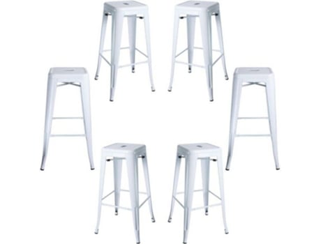 Pack 6 Bancos  Torix (Branco - 42 x 76 x 42 cm - Aço Reforçado)