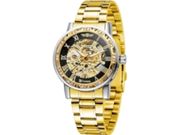 Lurelia Relógio Mecânico, Luminoso, Detalhes Com Strass, Mostrador Esqueleto, 40mm, 13mm, 20mm, Aço Inoxidável