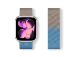 Bracelete para Apple Watch 42/41/40/38mm Aço Inoxidável Magnético Milanese Loop Degradê Dourado e Azul XIAOMOYU