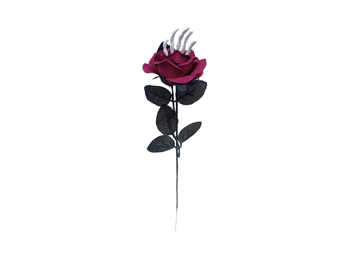 Laxiscreed Mão De Esqueleto De Halloween Com Flor Artificial Para Decoração Assustadora E Festas