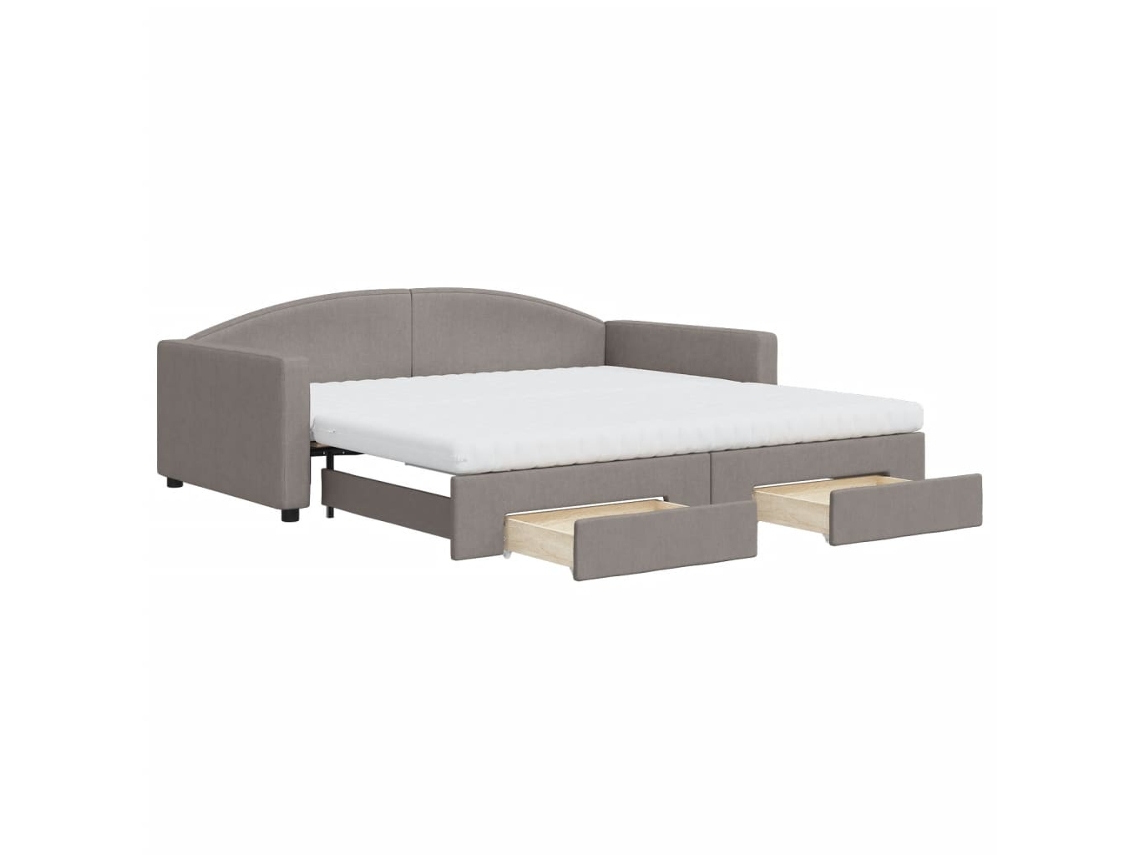 Sofá cama com Gavetão e Gavetas 100x200 Cm Tecido Cinzento Acastanhado MAISON EXCLUSIVE