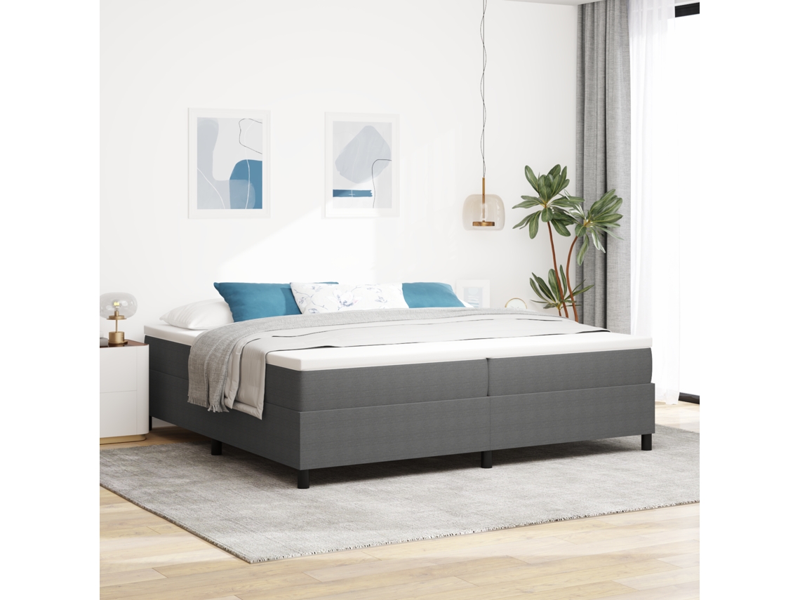 Cama Box Cinza Claro 200x200 Cm Em Tecido De Corduroy