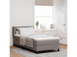 Vidaxl Cama Box Com Cabeceira Cinzento-acastanhado 190 X 90 Cm Tecido