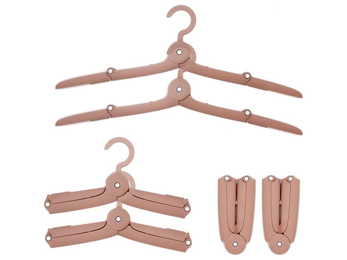 2026 gancho de Ropa Plegable Linjou 6 Piezas Plástico Rosa Resistente Al Viento Portátil para Viaje Campamento