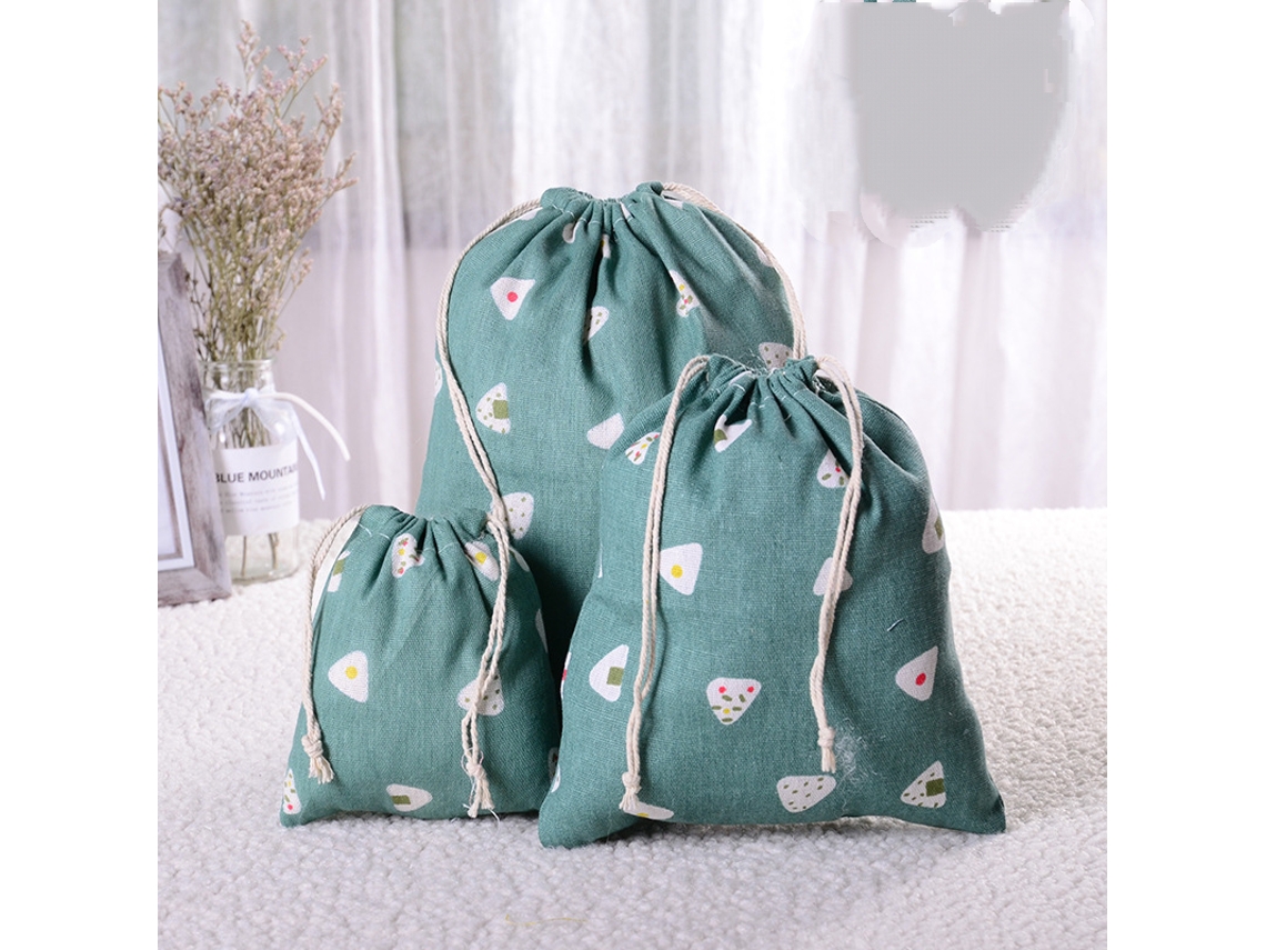Conjunto De 3 Sacolas Com Cordão, Sacola De Armazenamento De Algodão E Linho, Sacola De Presente Aquaforge (verde Claro)