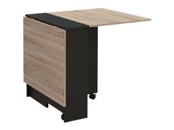 Mesa De Cozinha Dobrável De Madeira Com 2 Prateleiras De Armazenamento E Rodas 75x140x74 Cm Preto