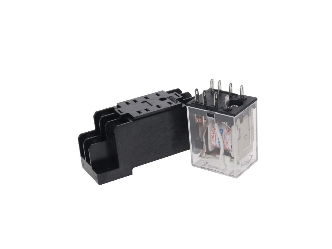 Fielect Bobina De Relé Eletromagnético 8 Pinos Ac380v, Corrente De 5a, Contato Duplo De Abertura E Fechamento, 1 Unidade