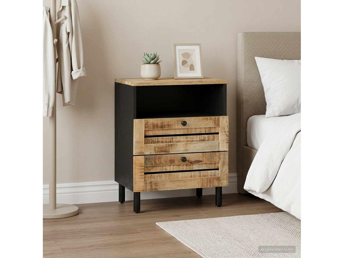 Vidaxl Mesa-de-cabeceira Marrom E Preto 50 X 33 X 60 Cm
