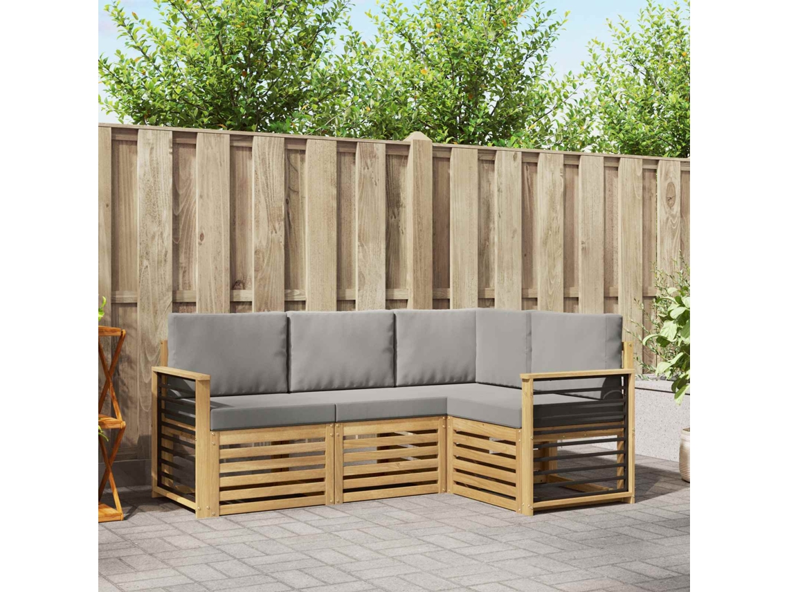 Vidaxl Conjuntos De Sofás 4 Pcs Branco E Cinzento-claro