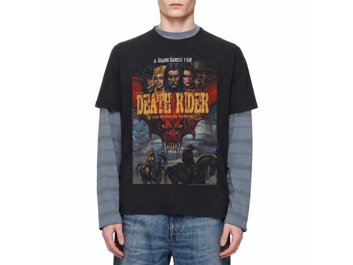 Rockinstone Death Rider Western Poster Black T-shirt Size:xxxl
