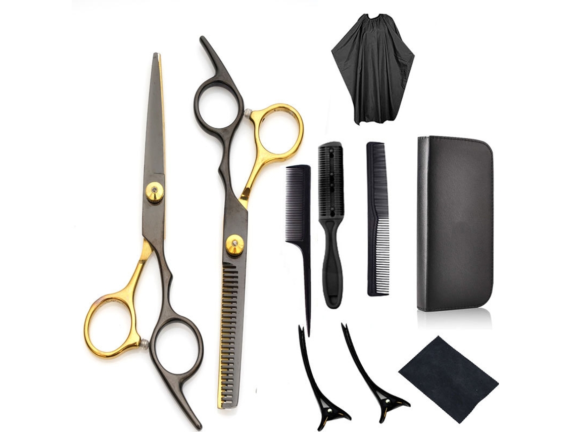 Tesoura de Corte de Cabelo Profissional para Homens e Mulheres Kit de Tesoura de Cabelo de 10 Peças para Corte de Cabelo JEDBESETZT