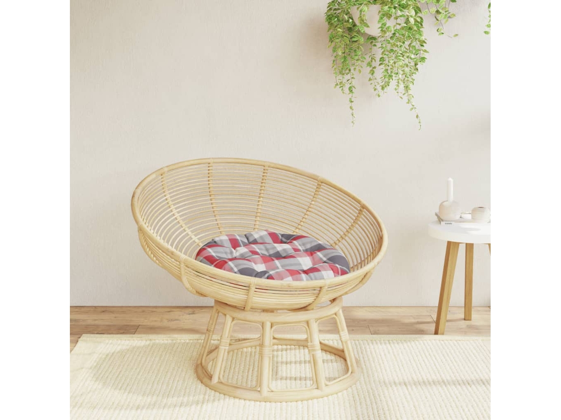 Vidaxl Almofadão Redondo Ø 60 X11 Cm Tecido Oxford Xadrez Vermelho