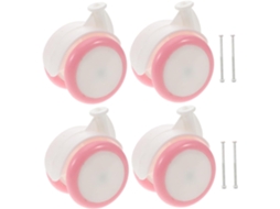 Rodas Universais para Andador Infantil, Conjunto de 4 Rodas de Plástico e Borracha, Rosa, CHABERLU