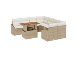 Conjunto 9 Conjunto De Sofá De Jardim Vidaxl Bege Vime Pe (100 X 55 X 73 Cm)
