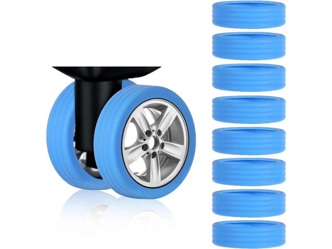 Kit com 8 Protetores de Rodas para Malas, em Silicone, com Amortecimento de Ruído BRILVIBERA
