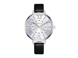 Relógio de Pulso Feminino Coreano Fashion com Pulseira de Couro Preto Analógico de Quartzo