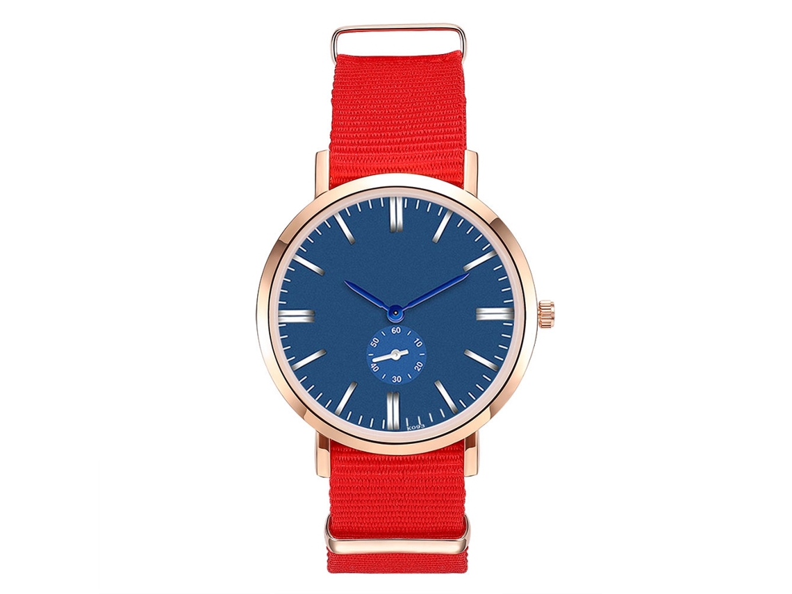 Reloj De Cuarzo Unisex Con Correa De Nylon Dial Redondo Zhoulianfa (rojo)