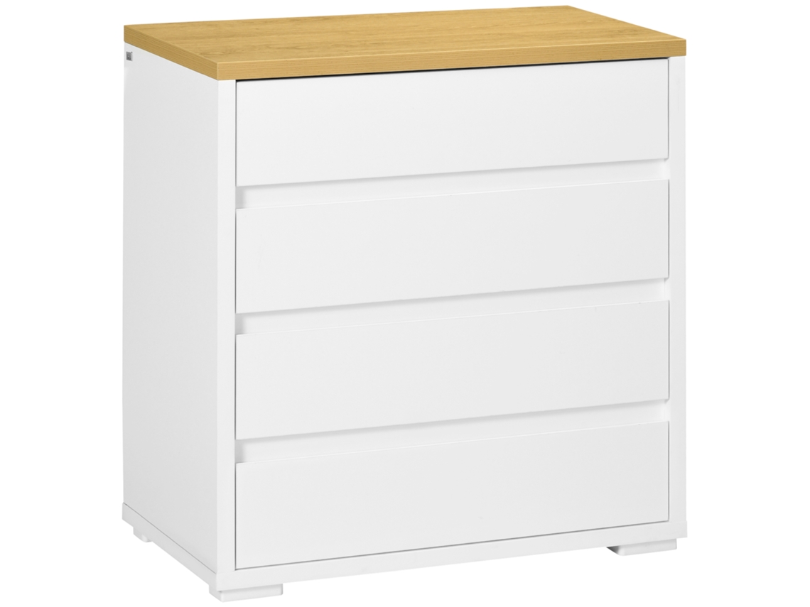 Cómoda Melamina de Madeira Cor Branco e Madeira 70x37x75 cm Homcom