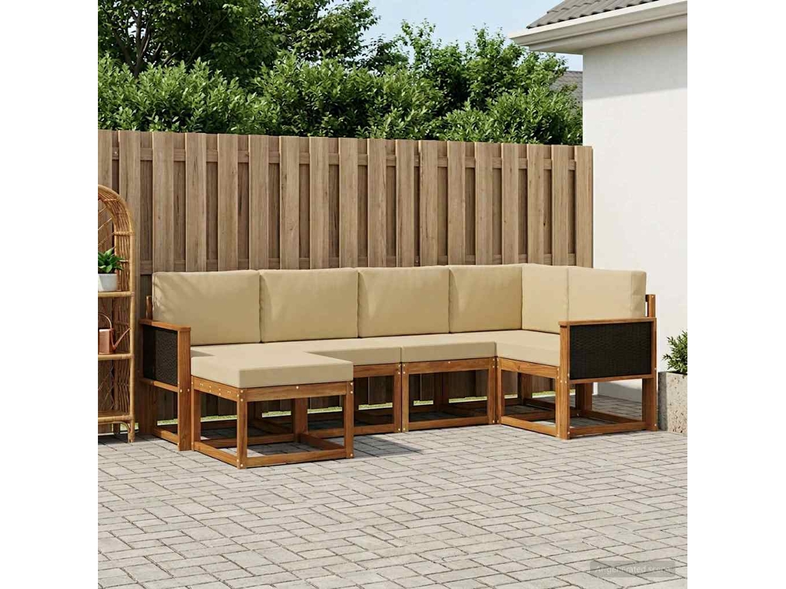 Vidaxl Conjunto De Sofás Para Exterior 6 Pcs Natural E Bege