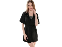 2026 conjunto de Pijamas de Encaje Seda Kimono Y Camisón Con Tirantes Estilo Francés Romántico P8002