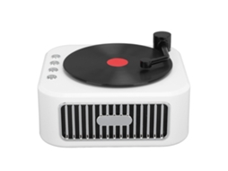 Aetheria gramafone Bluetooth 5.3 com 3 Modos Reprodução Som Hifi Estéreo Portátil Branco com 2 Microfones