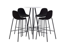 Vidaxl 5 Pcs Conjunto De Bar Tecido Preto