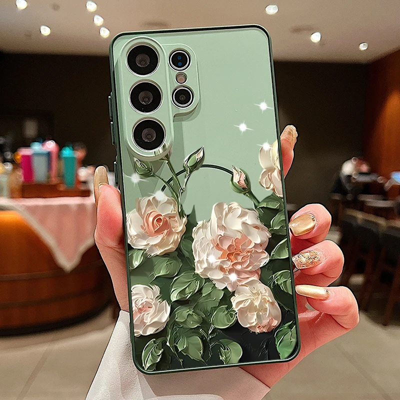 Capa Magnética Para Celular Galaxy S23 Com Estampa Floral Rosa (verde).