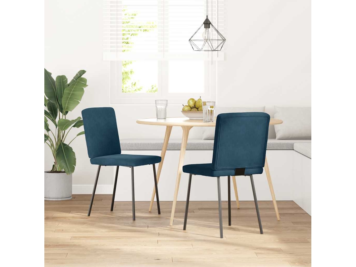 Vidaxl Cadeiras De Jantar 2 Pcs Veludo Azul