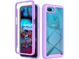 Capa Integrada Proteção Contra Arranhões para Oppo Oppo A12 HONGWE. Pele Sintética Anti-Choque Roxo