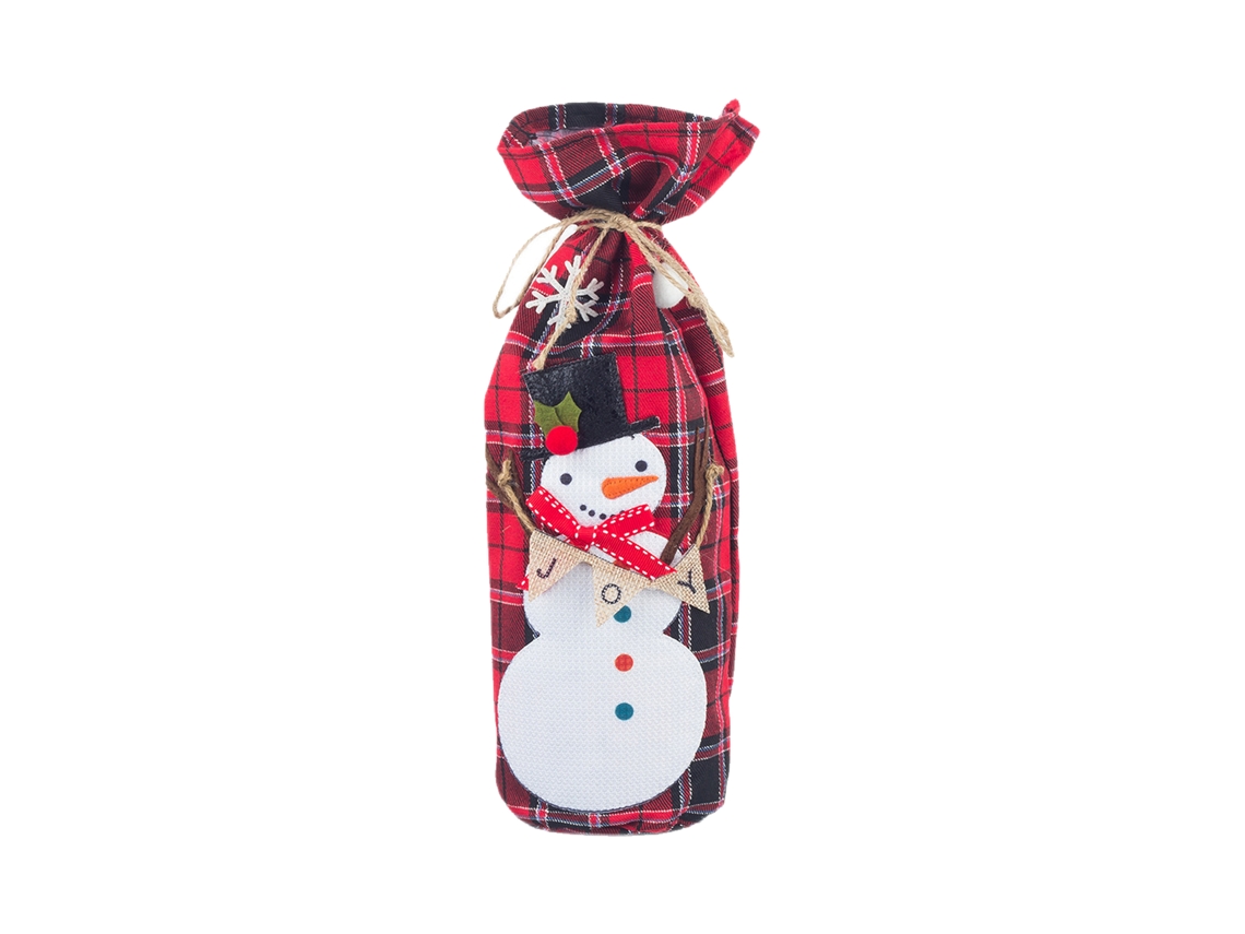 Laxiscreed Saco Para Garrafa De Vinho Natal Com Design De Boneco De Neve E Padrão Gingham
