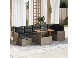 Vidaxl 5 Pcs Conjunto Sofás De Jardim C/ Almofadões Acácia E Vime Pe