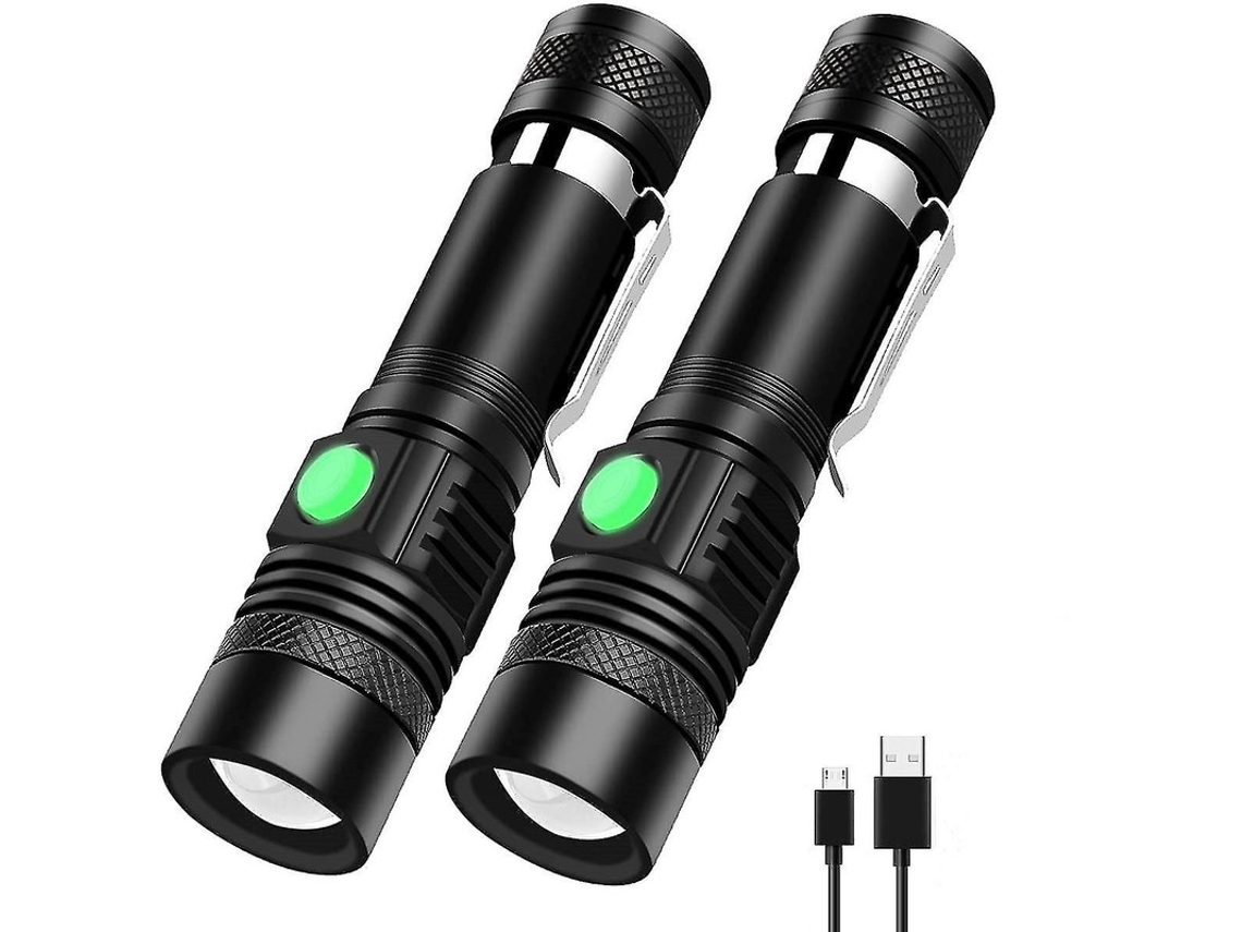 Lanternas De Led Recarregáveis De 2 Pacotes, Lanterna Pequena De Bolso 1200 Lúmen Superbrilhante À Prova D'água 4 Modos Que Podem Ser Amplia