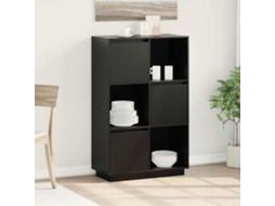 Vidaxl Aparador Alto 74x35x117 Cm Pinho Maciço Preto