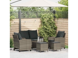 Vidaxl 6 Pcs Conjunto Sofás De Jardim Com Almofadões Vime Cinzento