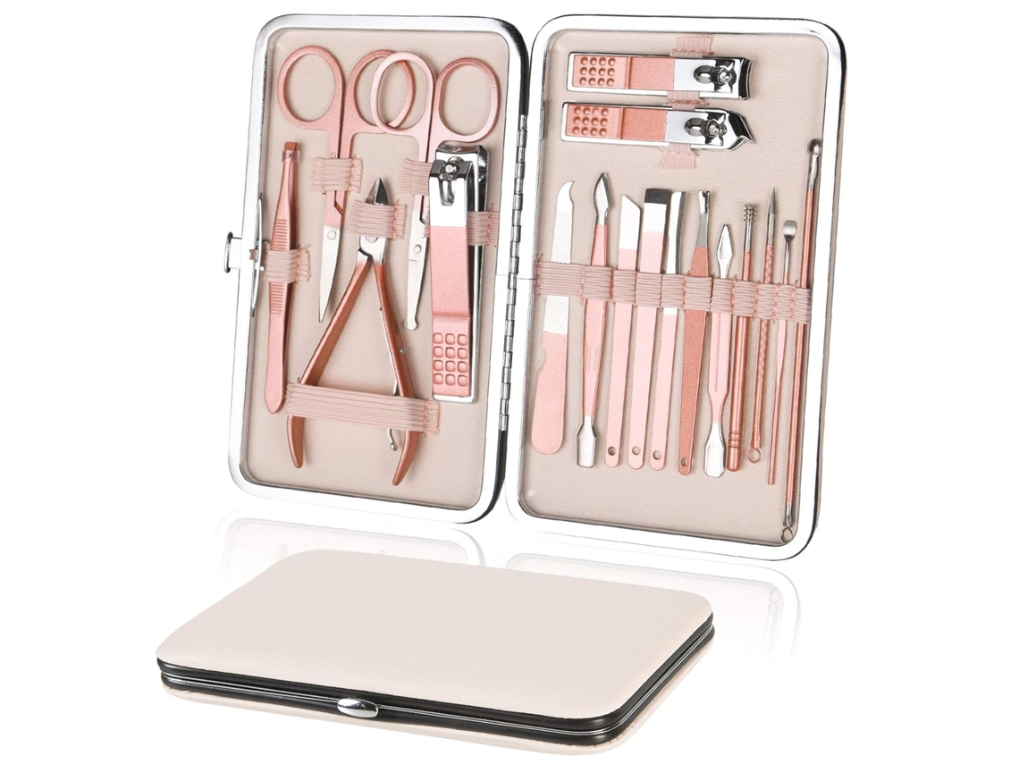 Set De Manicura Y Pedicura De 18 Piezas De Acero Inoxidable (oro Rosa)