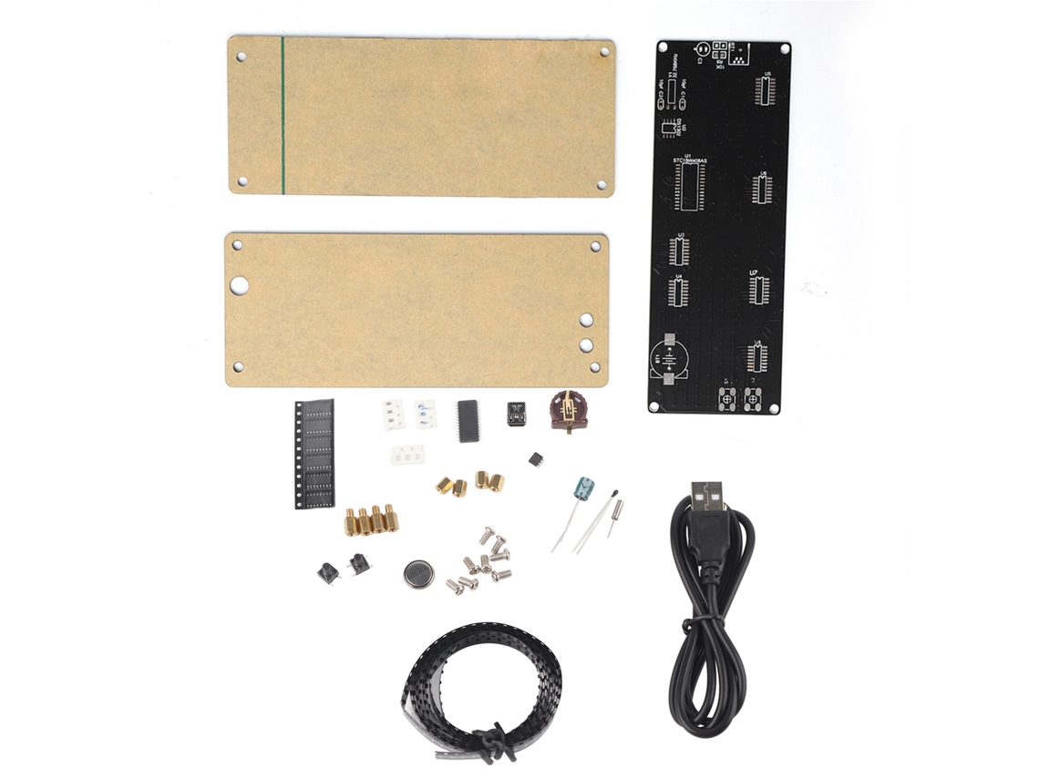 Aetheria kit de Relógio Digital Diy com Grade Led e Indicador de Temperatura em Aparência Acrílica 5v