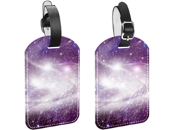 Conjunto De 2 Etiquetas Bagagem Em Couro Pu Com Estrelas Nebulosa Proteção Privacidade