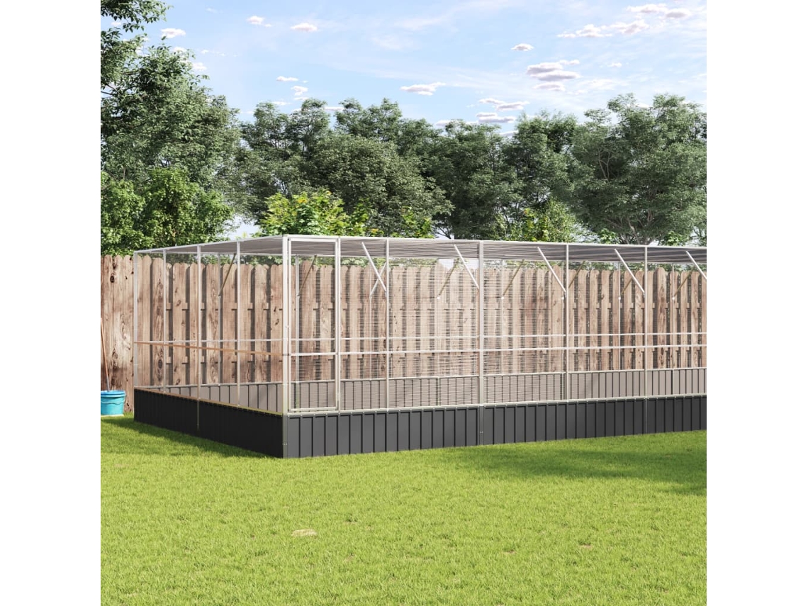 Vidaxl Aviário Com Extensão 832x414x212 Cm Aço Prateado