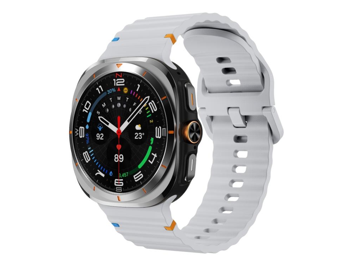 Bracelete Silicone Cinza Claro para Samsung Galaxy Watch Ultra XIAOMOYU 47mm com Costura Ondulada