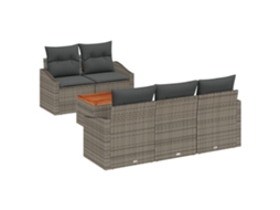 Conjunto 6 Conjunto De Sofá De Jardim Vidaxl Cinzento Vime Pe (55 X 55 X 37 Cm)