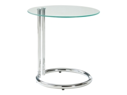 Mesa de apoio Ylivieska redonda vidro/metal 46xØ45 cm - Transparente [EN.CASA]