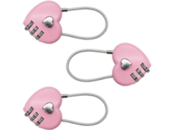 Conjunto De 3 Cadeados Combinação Fofos Em Formato Coração Mini Para Mochilas, Armários De Bagagem, Caixas De Joias Rosa