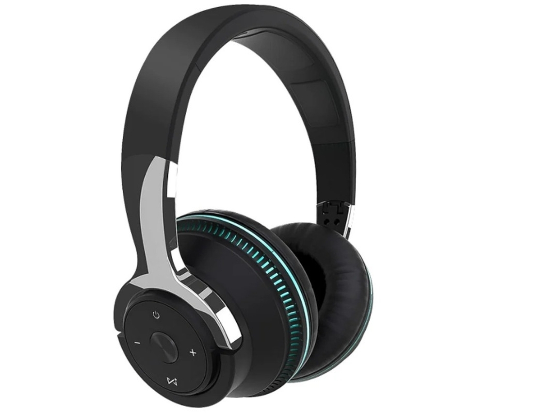Fones De Ouvido Bluetooth Sobre A Orelha Com Iluminação Led Dobráveis Compatíveis Com Microfone H2 Preto