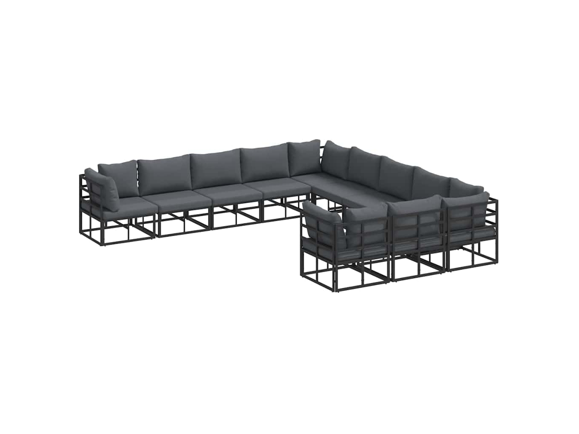 Conjunto 11 Conjunto De Sofá De Jardim Vidaxl Preto Alumínio (353 X 353 X 71 Cm)