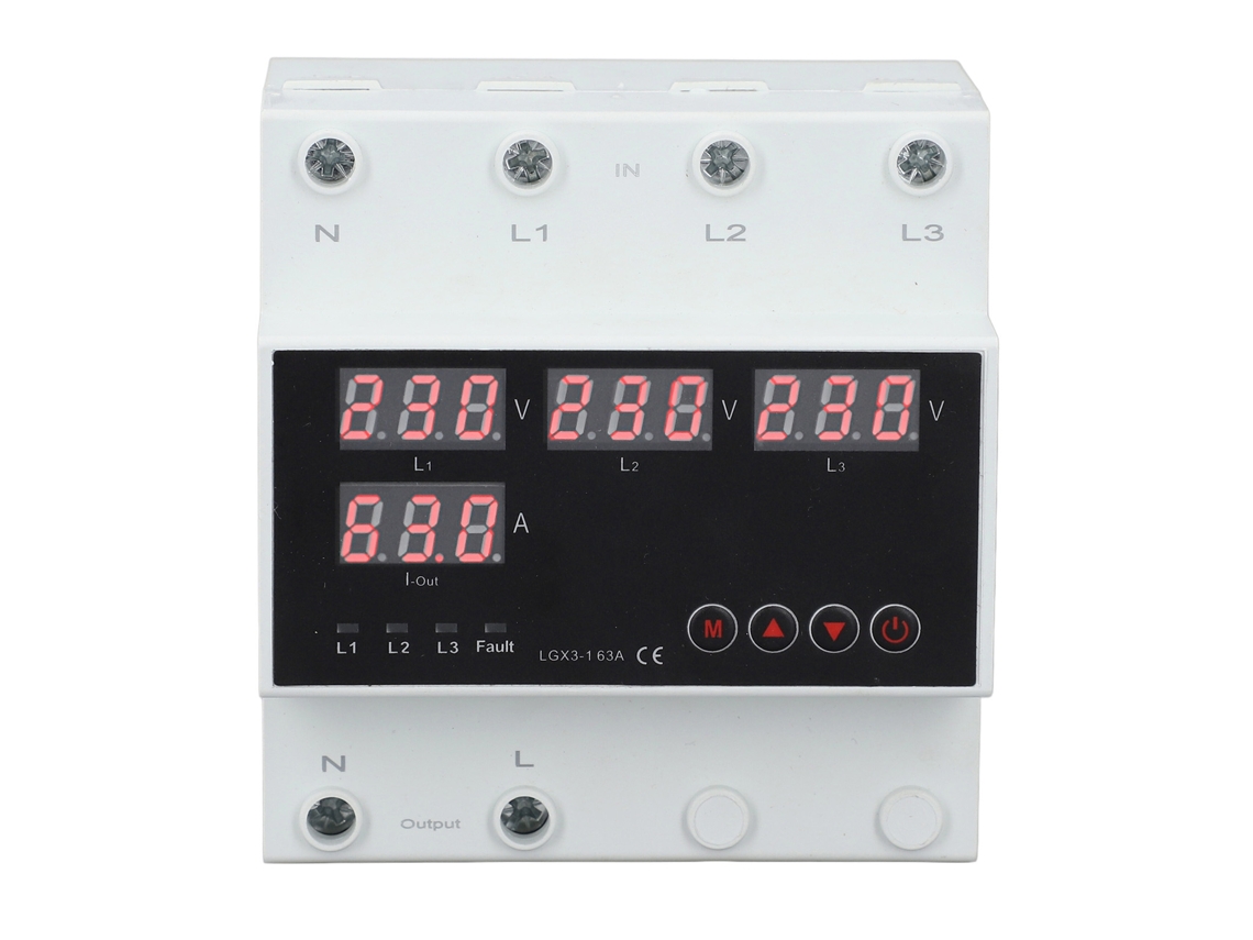 Interruptor de Transferência Automática ATS 63a 3ph com Tela LED e Protector de Tensão Ajustável para Gerador Inversor AC220v