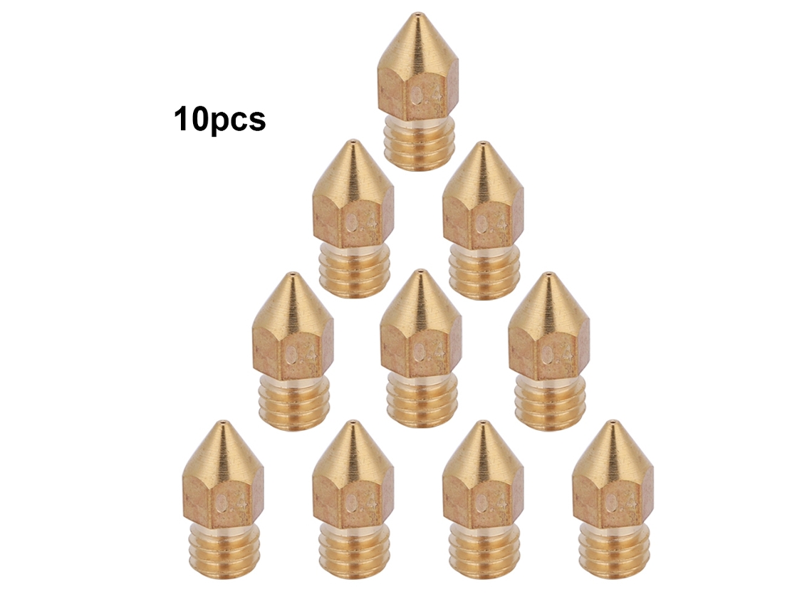 10 Peças De Bico De Extrusor Em Latão Mk8 Para Impressora 3d Cr-10 A8 1.75mm/0.4mm